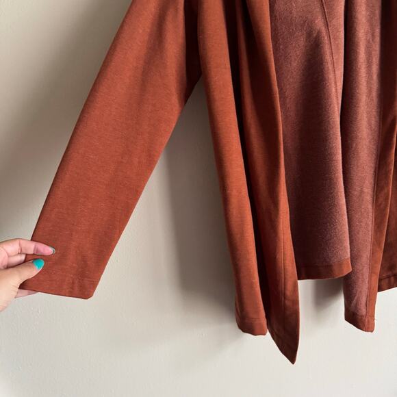 Eddie Bauer Rusty Orange Fleece Waterfall Open Front Hooded Cardigan - XS - Picture 2 of 8